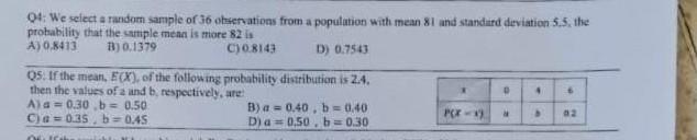 Solved Q4: We select a random sample of 36 observations from | Chegg.com