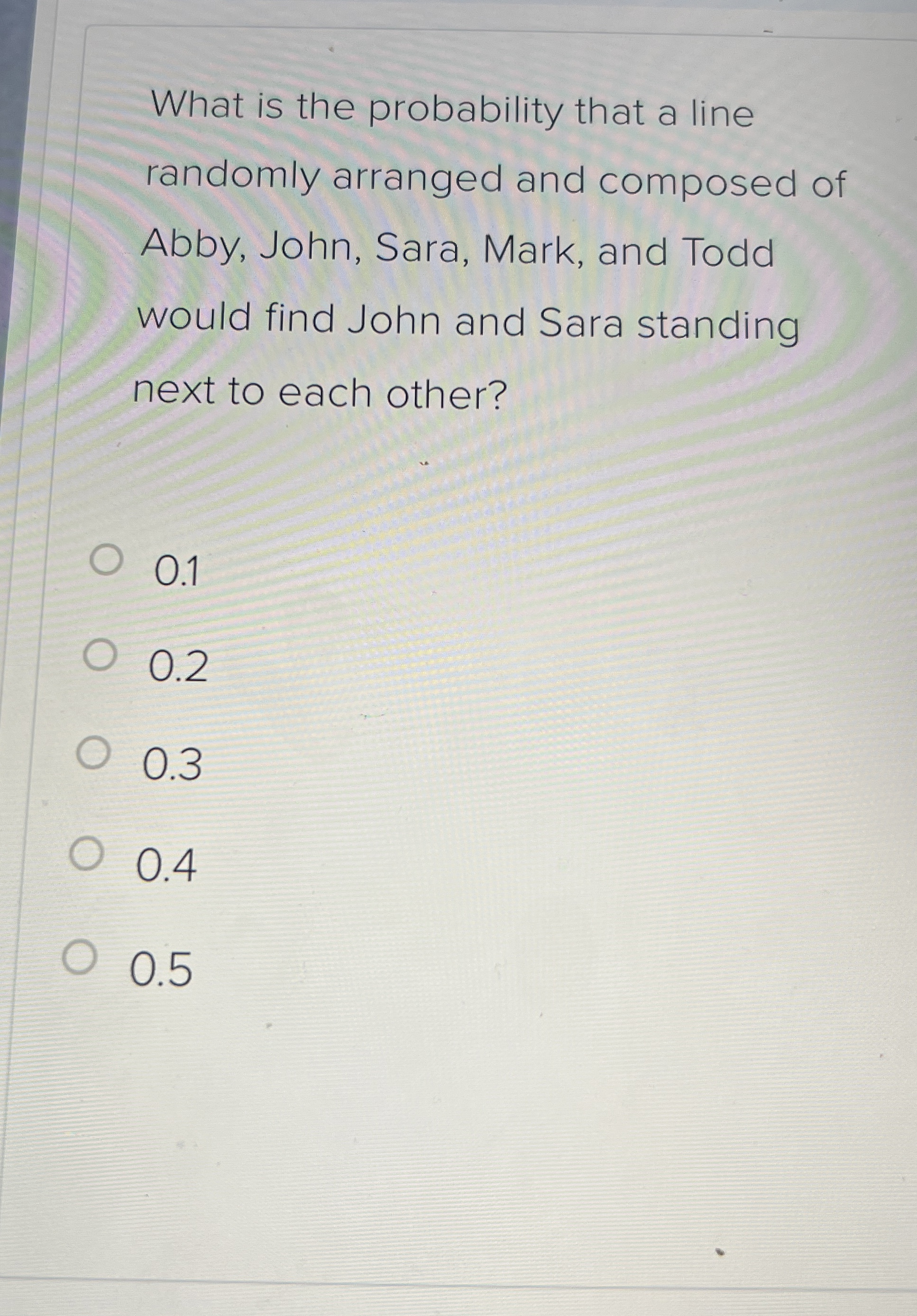 Solved What is the probability that a line randomly arranged | Chegg.com