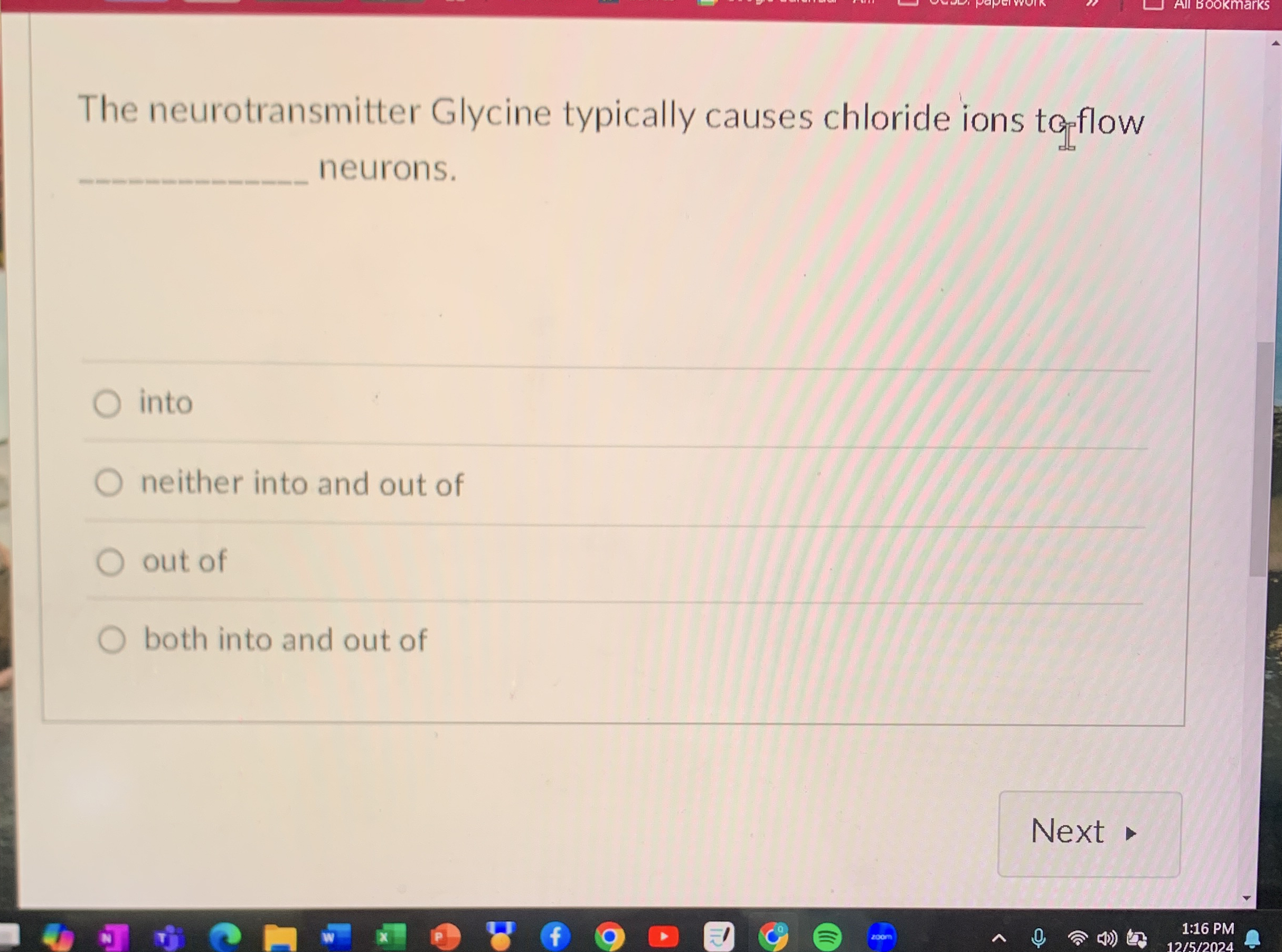 Solved The neurotransmitter Glycine typically causes | Chegg.com