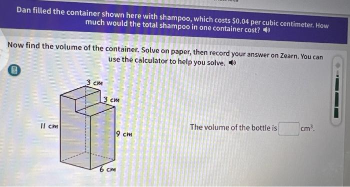 Solved Now find the volume of the container. Solve on paper, | Chegg.com