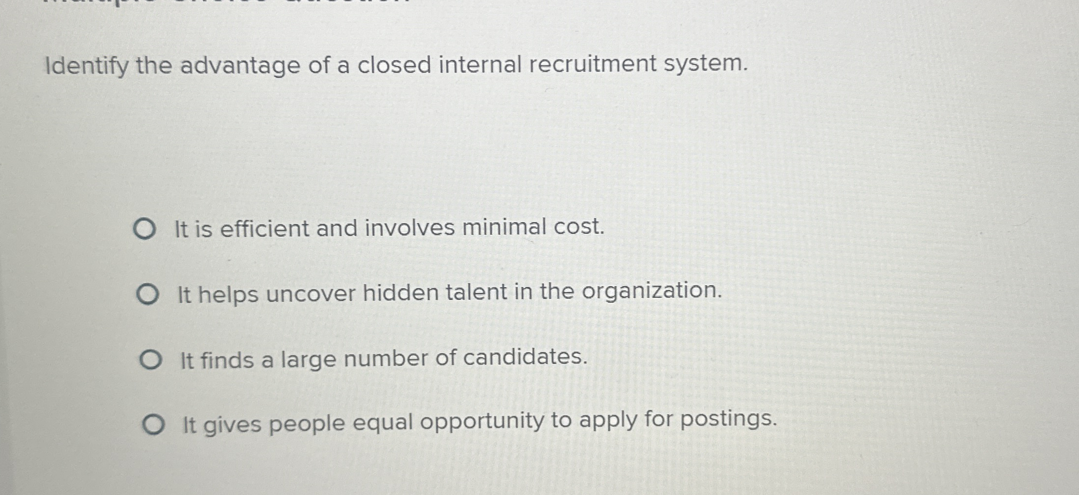 Solved Identify the advantage of a closed internal | Chegg.com