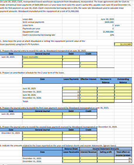 Solved On June 30, 2025, ﻿Clark, Incorporated leased | Chegg.com
