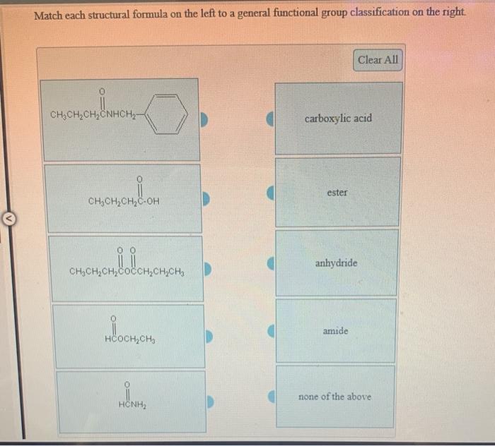Solved Match each structural formula on the left to a | Chegg.com