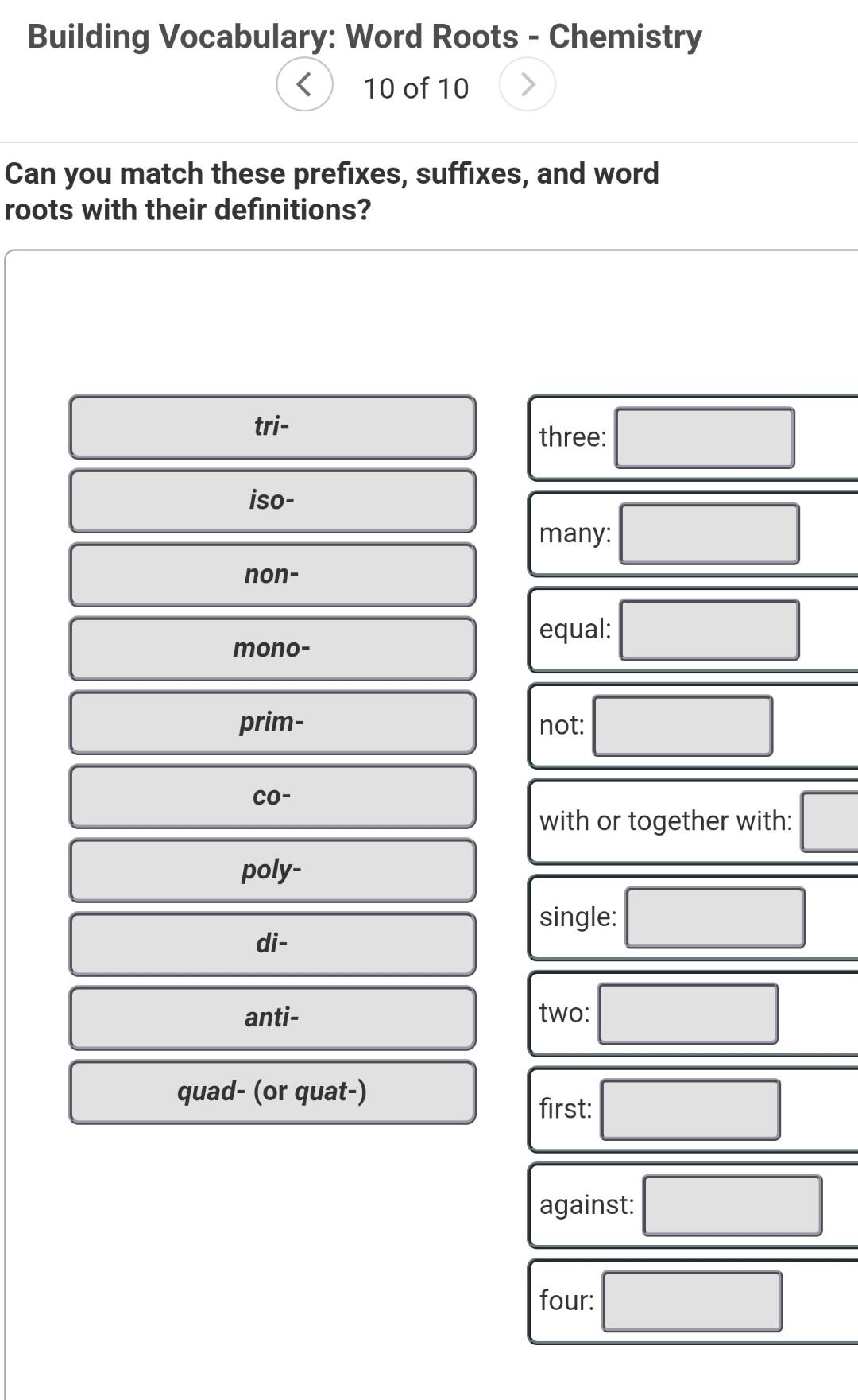 prefixes and suffixes chemistry