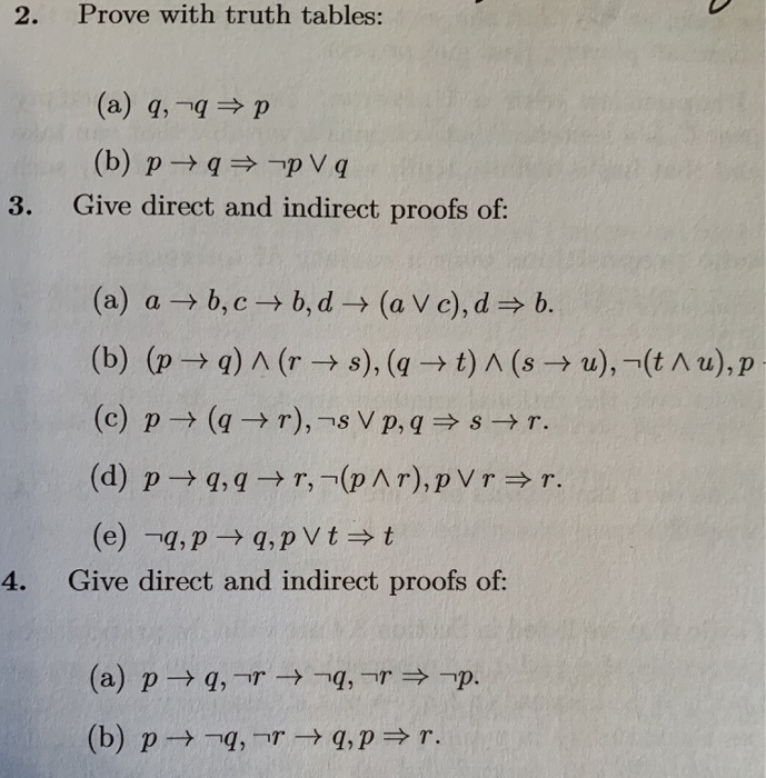 Solved 2 Prove With Truth Tables A 9 P B P Q Chegg Com