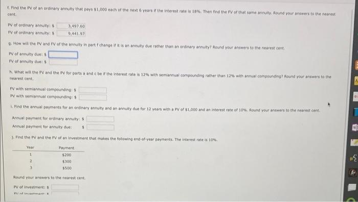 Solved 1. Find The Pv Of An Ordinary Annuity That Pays 