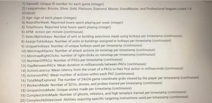 Solved 1) GameiD: Unique ID number for each game (integer) | Chegg.com