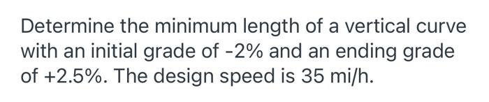 Solved Determine the minimum length of a vertical curve with | Chegg.com