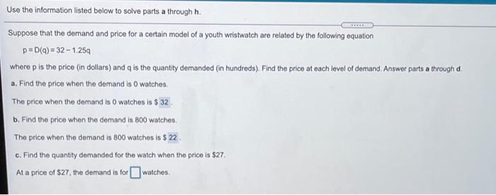 Solved Use The Information Listed Below To Solve Parts A | Chegg.com