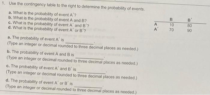 Solved 1. Use the contingency table to the right to | Chegg.com