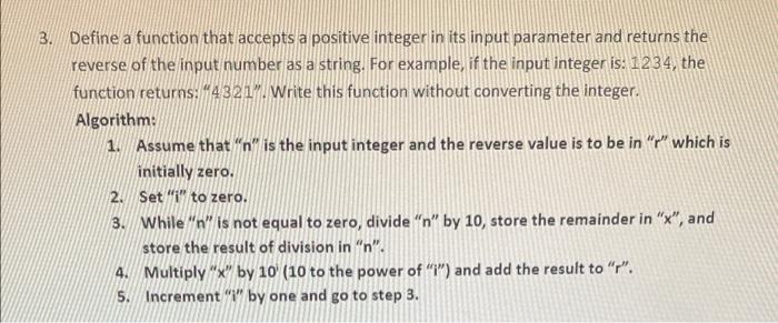 Solved 3. Define a function that accepts a positive integer | Chegg.com