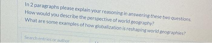 In 2 paragraphs please explain your reasoning in | Chegg.com