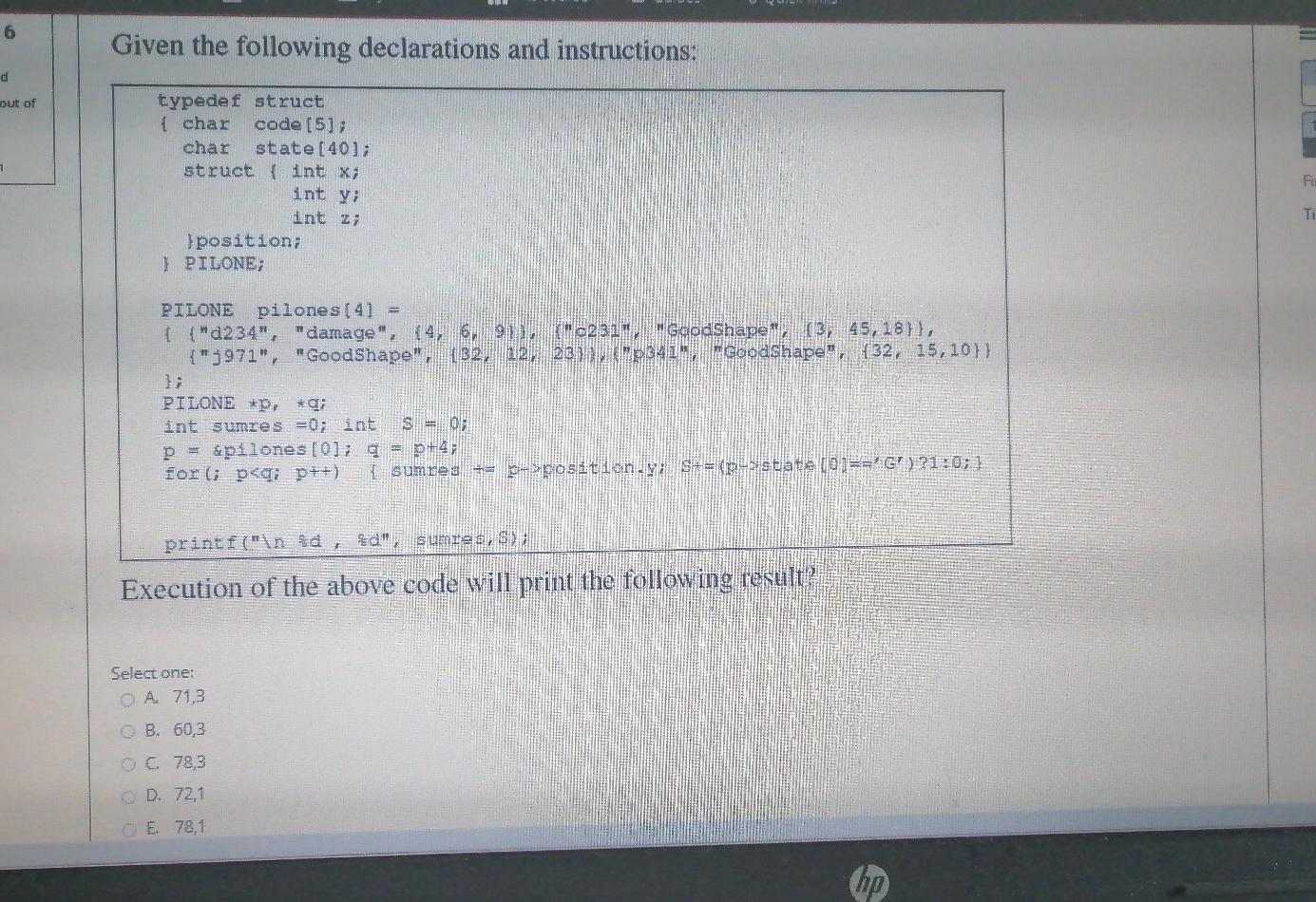 Solved 6 Given the following declarations and instructions: | Chegg.com