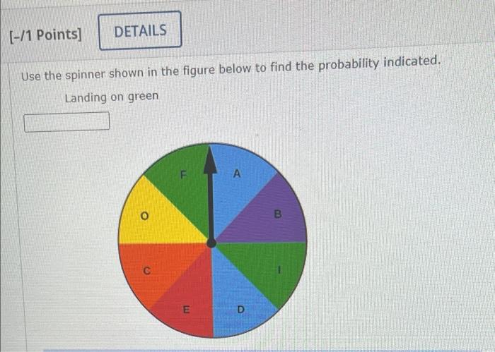 Solved [-/1 Points] DETAILS Use the spinner shown in the | Chegg.com