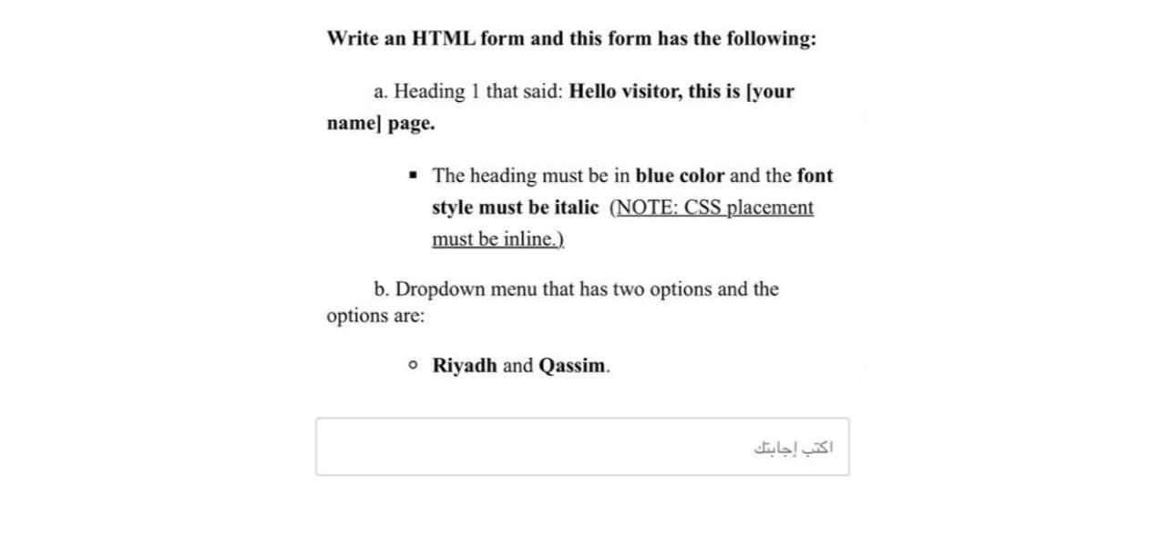 Solved Write an HTML form and this form has the following:a. | Chegg.com