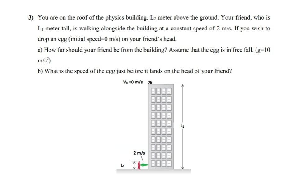 Simple Physics Rooftop 3) You are on the roof of the physics building, L2 | Chegg.com
