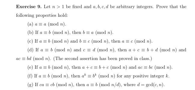 Solved Exercise 9. Let N>1 Be Fixed And A,b,c,d Be Arbitrary | Chegg.com