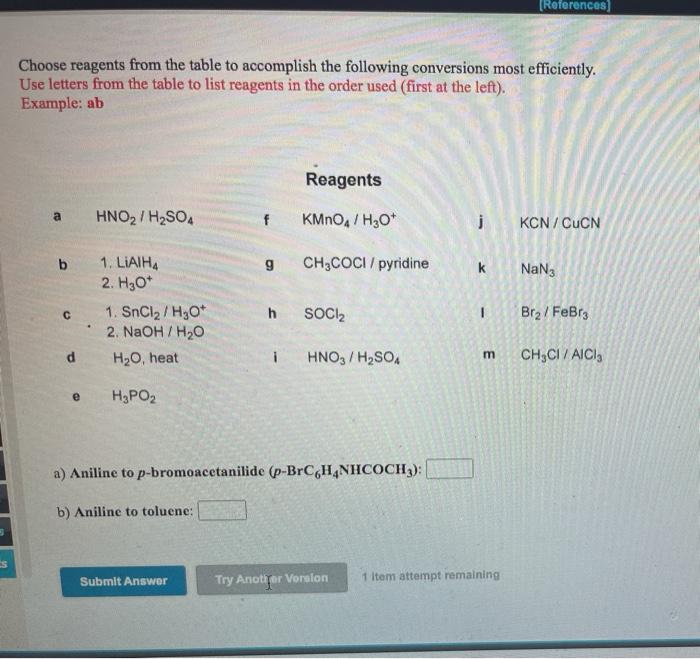 Solved (References Choose Reagents From The Table To | Chegg.com