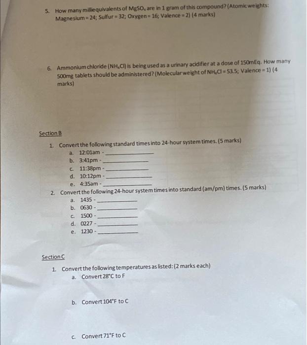 Solved Section A 1. The doctor orders 35mEq of potassium | Chegg.com