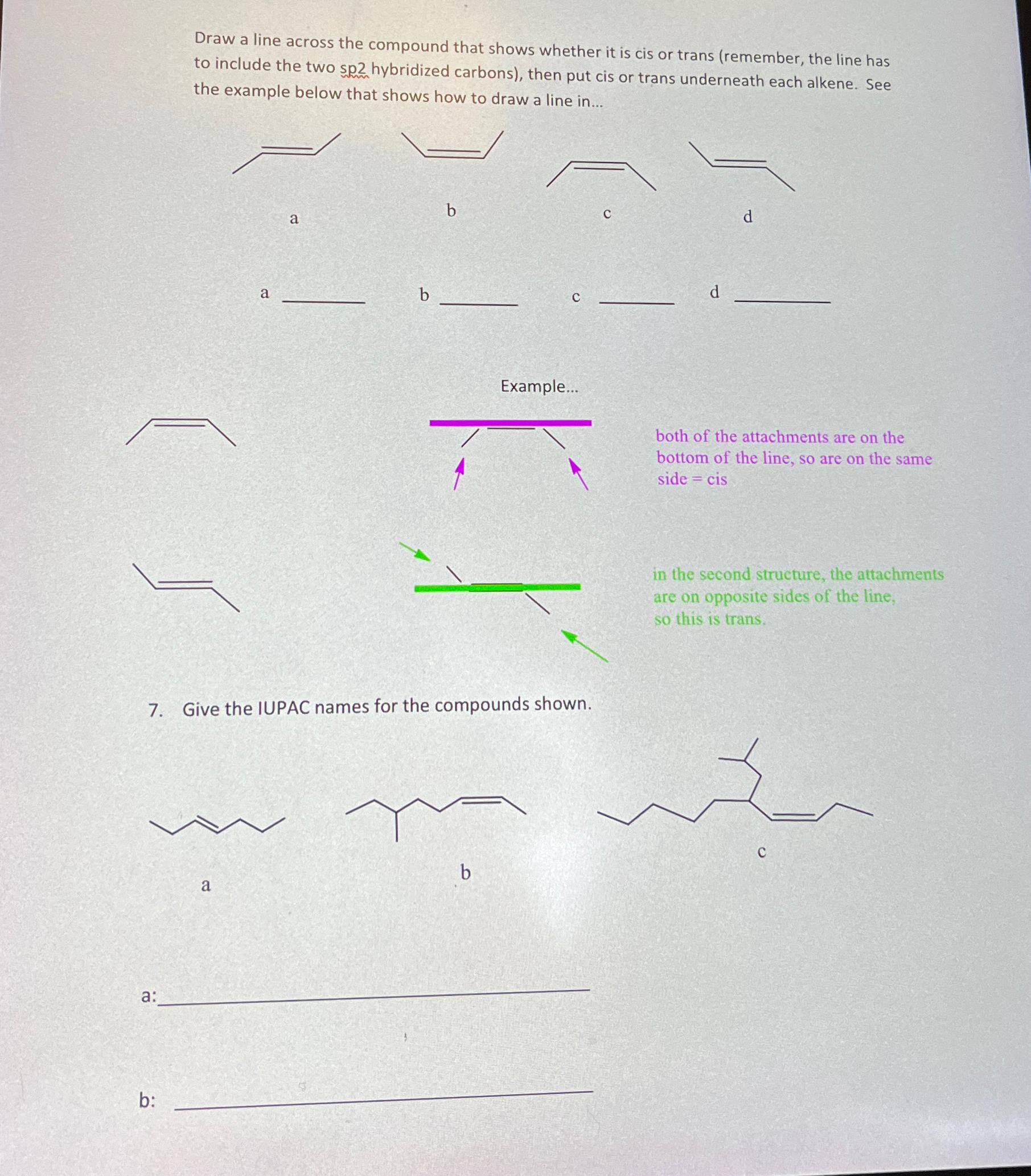 Solved Draw a line across the compound that shows whether it | Chegg.com