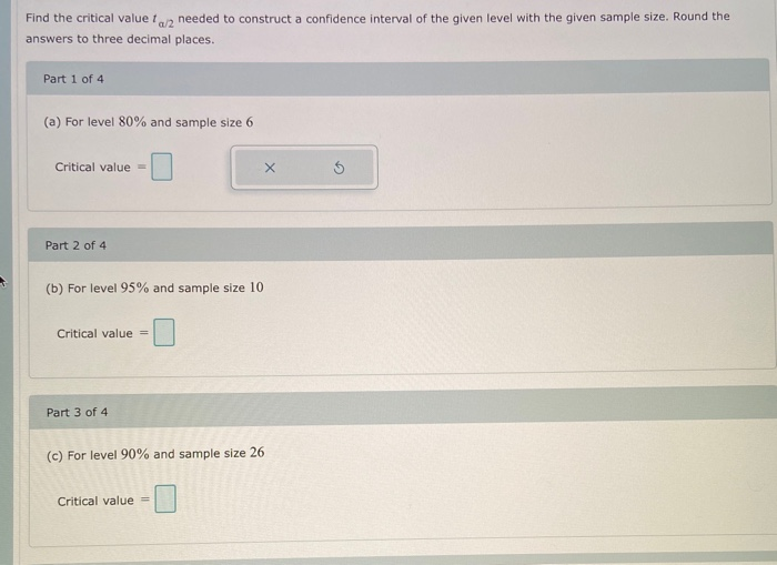 Solved Find the critical value t 2 needed to construct a | Chegg.com