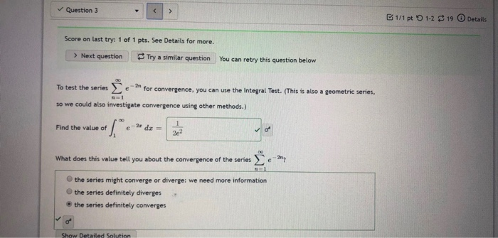 Solved Question 3 1/1 pto 1-2 19 Details Score on last | Chegg.com