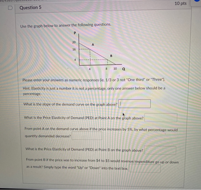 Solved 10 Pts D Question 5 Use The Graph Below To Answer The Chegg Com