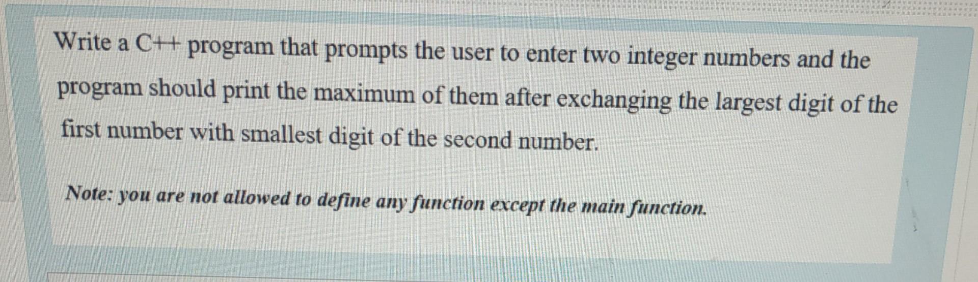 Solved Write a C++ program that prompts the user to enter | Chegg.com