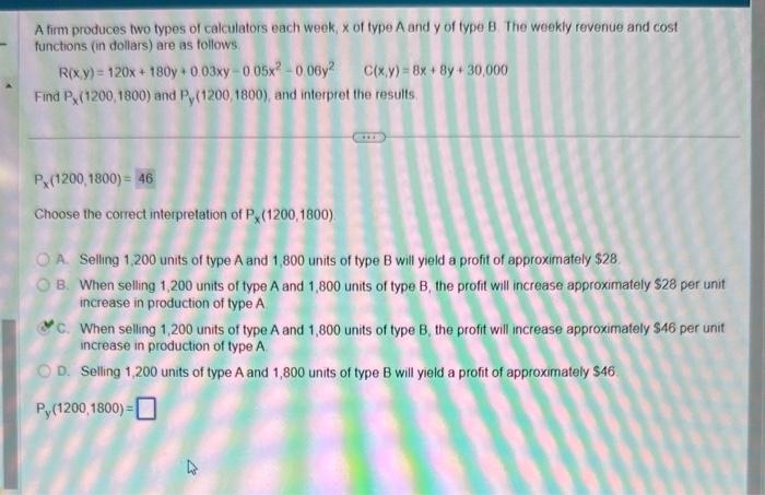 Solved A Firm Produces Two Types Of Calculators Each Week, X | Chegg.com