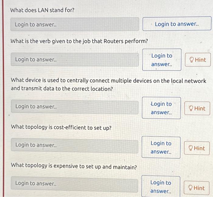 Solved What Does Lan Stand For What Is The Verb Given To Chegg Com