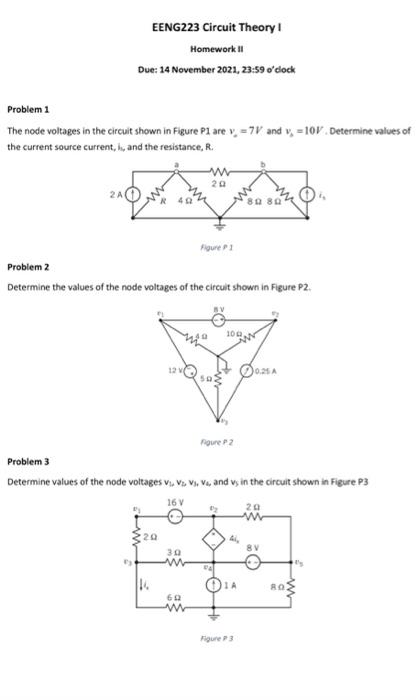 Solved EENG223 Circuit Theory! Homework 1 Due: 14 November | Chegg.com