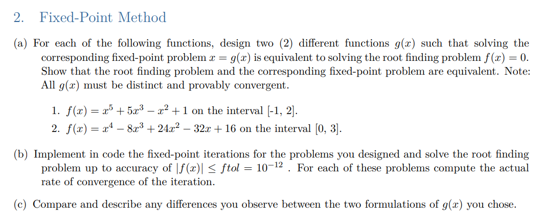 Solved Fixed-Point Method(a) ďťżFor each of the following | Chegg.com