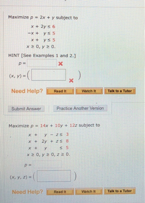 Solved Maximize P 2x Y Subject To X 2y 6 X Y 5 Chegg Com