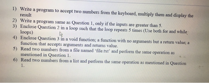 Solved 1) Write a program to accept two numbers from the | Chegg.com