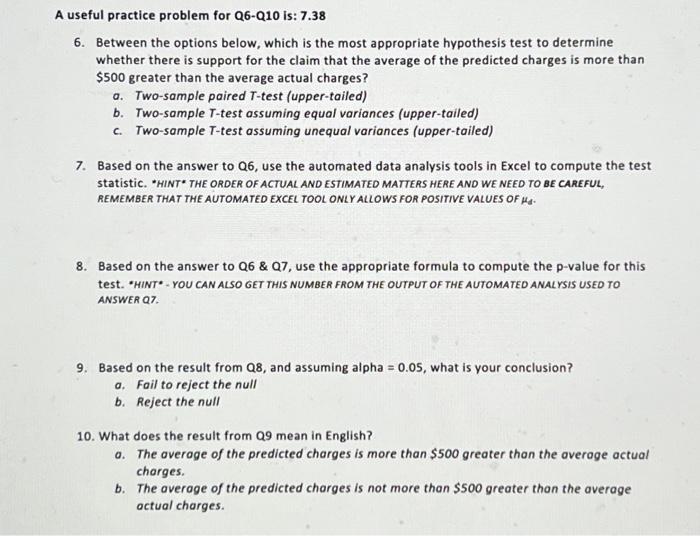 Solved A useful practice problem for Q6-Q10 is: 7.38 6. | Chegg.com