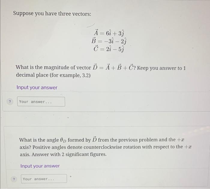 Solved For the two vectors A and B shown on above, which of | Chegg.com