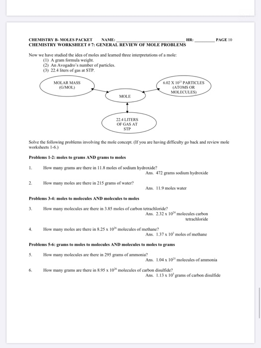 31 Moles To Particles Worksheet With Answers Support Worksheet
