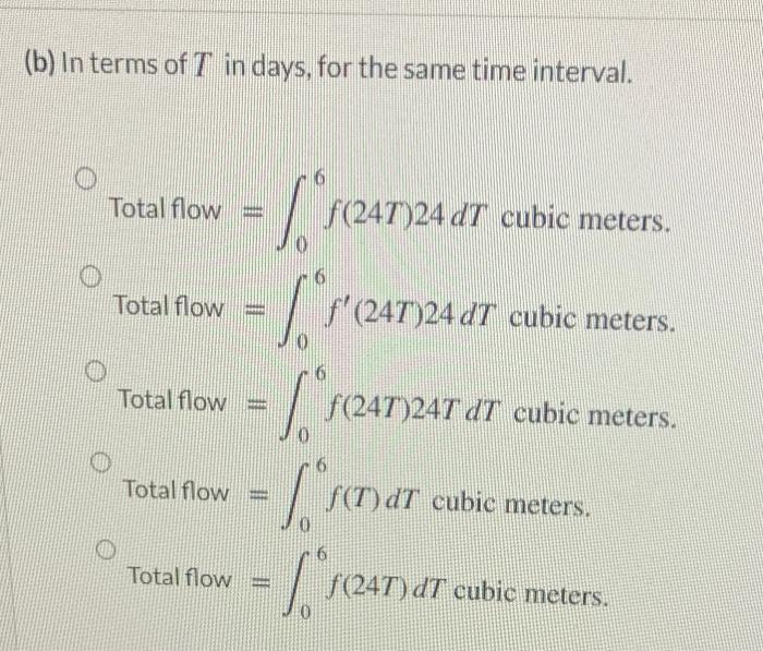 Solved Let f be the rate of flow, in cubic meters per hour, | Chegg.com