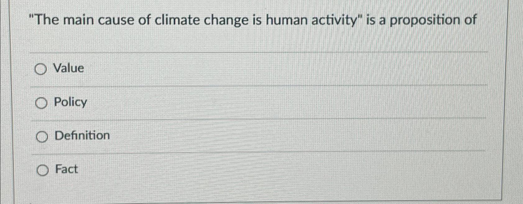 Solved "The main cause of climate change is human activity" | Chegg.com