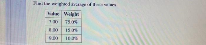 Solved H = K + log (A) Find the weighted average of these | Chegg.com
