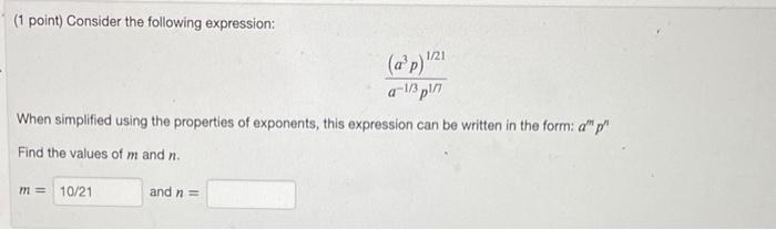 Solved (1 point) Consider the following expression: | Chegg.com