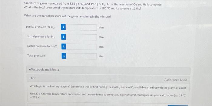Solved A mixture of gases is prepared from 83.1 g of O2 and | Chegg.com