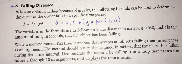 Solved 5. Falling Distance When an object is falling because | Chegg.com