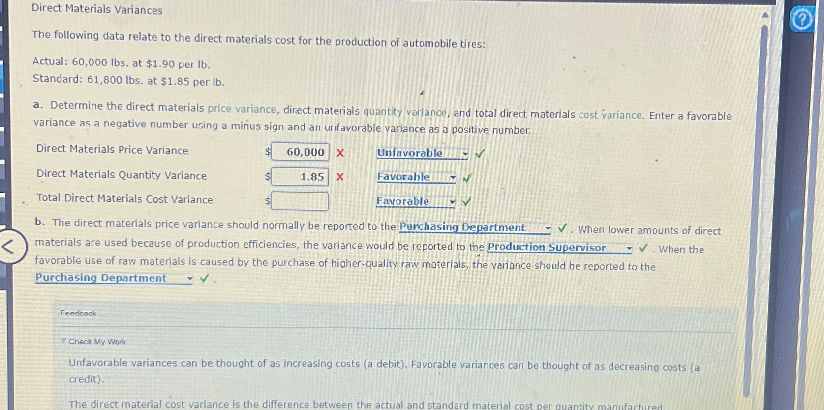 Solved Direct Materials VariancesThe following data relate | Chegg.com