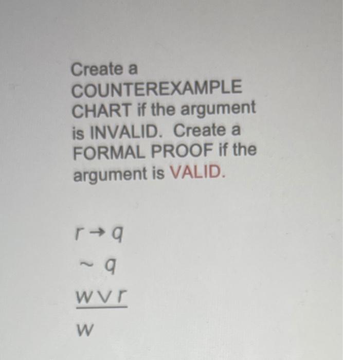 Solved Create a COUNTEREXAMPLE CHART if the argument is | Chegg.com
