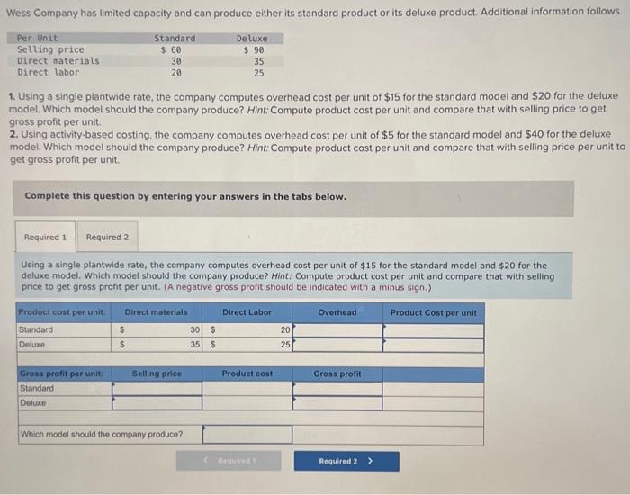 Solved 1. Using a single plantwide rate, the company | Chegg.com