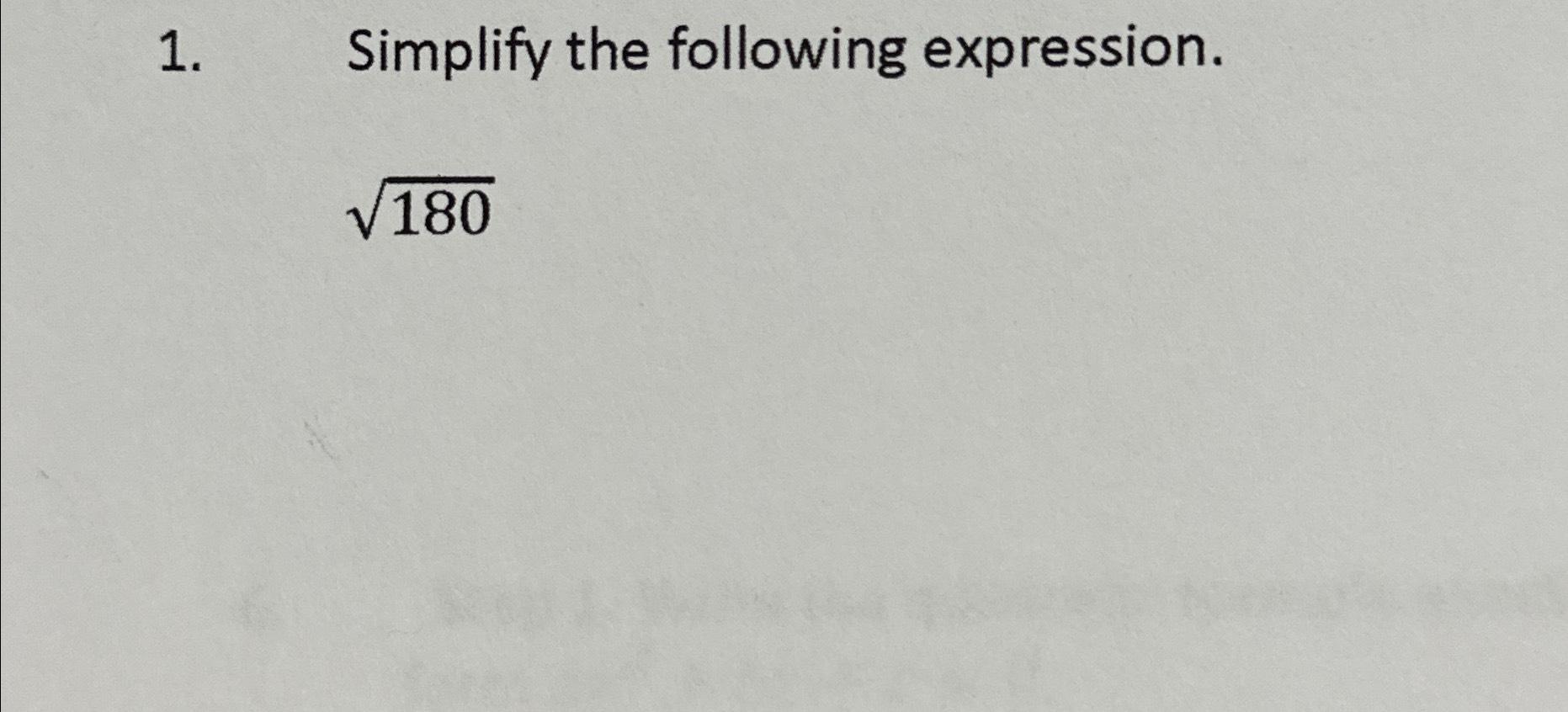 Solved Simplify the following expression.1802 | Chegg.com
