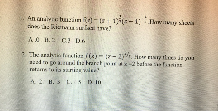 Solved 1. An analytic function f(z) = (z + 1)(z-1) 3. How | Chegg.com