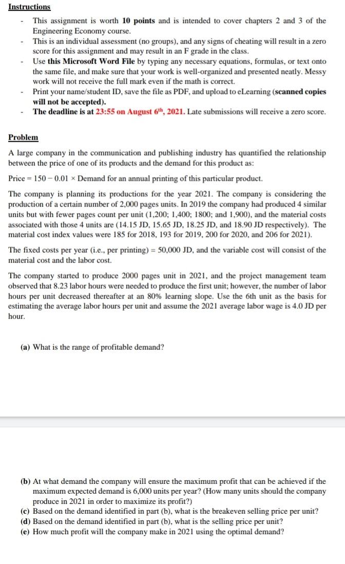 Solved Instructions This assignment is worth 10 points and | Chegg.com