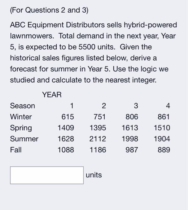 Solved (For Questions 2 and 3) ABC Equipment Distributors